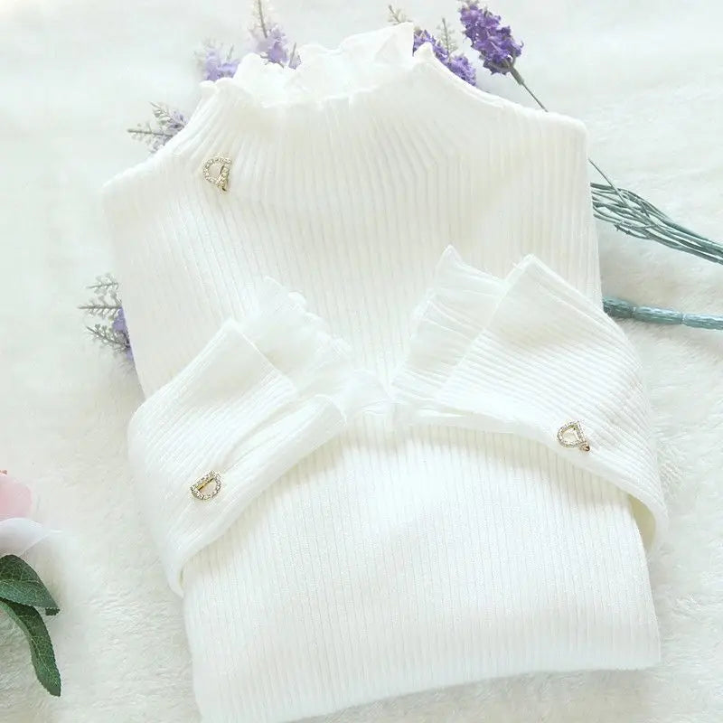 Women's Pullovers Turtleneck Casual Sweater Solid Thick