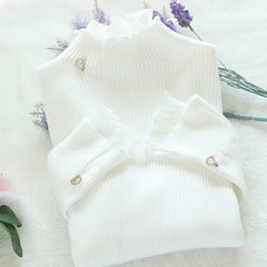 Women's Pullovers Turtleneck Casual Sweater Solid Thick