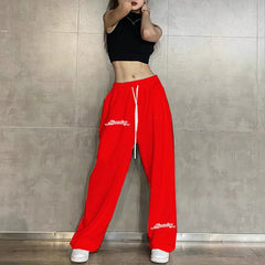 2024 New Streetwear White Sweatpants Women Korean Style Letter Print