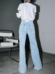 Catching Your Eye High Waisted Wide Leg Jeans