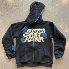 Y2K Zip Up Letter Print Oversized Hoodie New Fashion Casual Gothic Jacket Coats