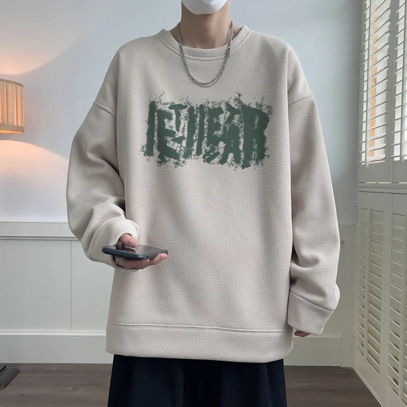 Autumn New Harajuku Sweatshirts Streetwear Letter Graphic Round Neck Korean Crewneck Hoodie