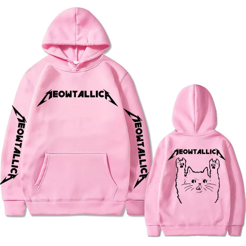 2024 Meowtallica Cat Rock Music Men Hoodies