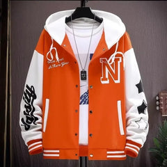 Men's Korean Hooded Baseball Jacket - Harajuku High Street Style, Autumn Teen Fashion, Quality Button-Up