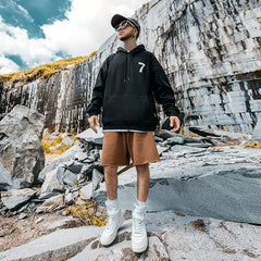 Hoodies Mens Front Pockets Casual Retro Pullover Y2K
