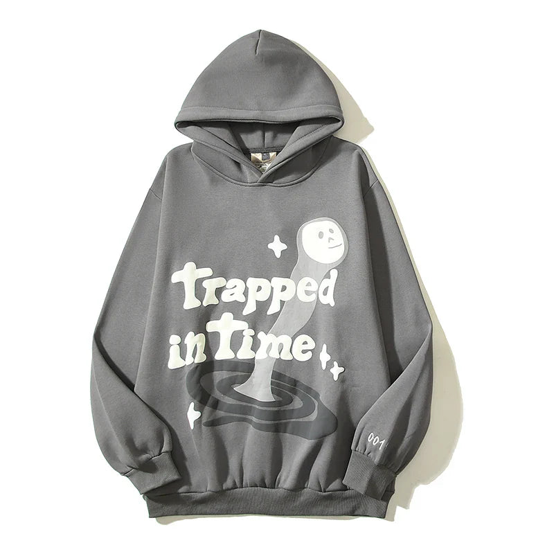 Baggy "Trapped In Time" hooded sweatshirt