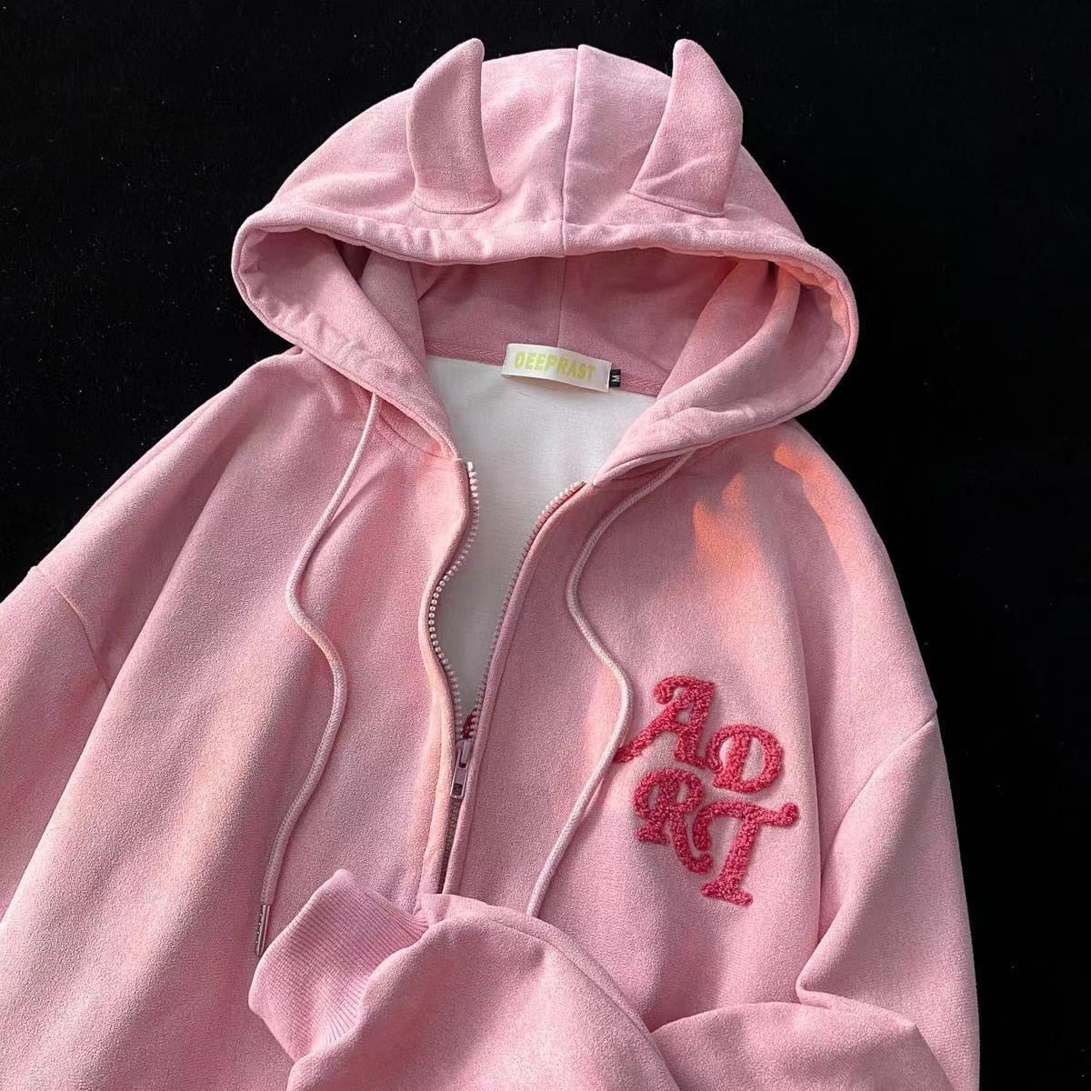 Cozy Corduroy Plush Embroidered Hoodies Embrace Street Trend Fashion in Oversized Casual Style!