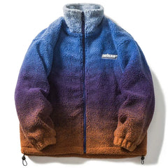 Streetwear Lambswool Retro Hit Color Gradient Parka Jacket for Men