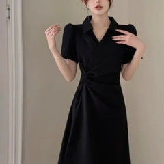 Spring Fashion Polo Neck Short Sleeved V-neck Casual Versatile Western Commuting Slimming