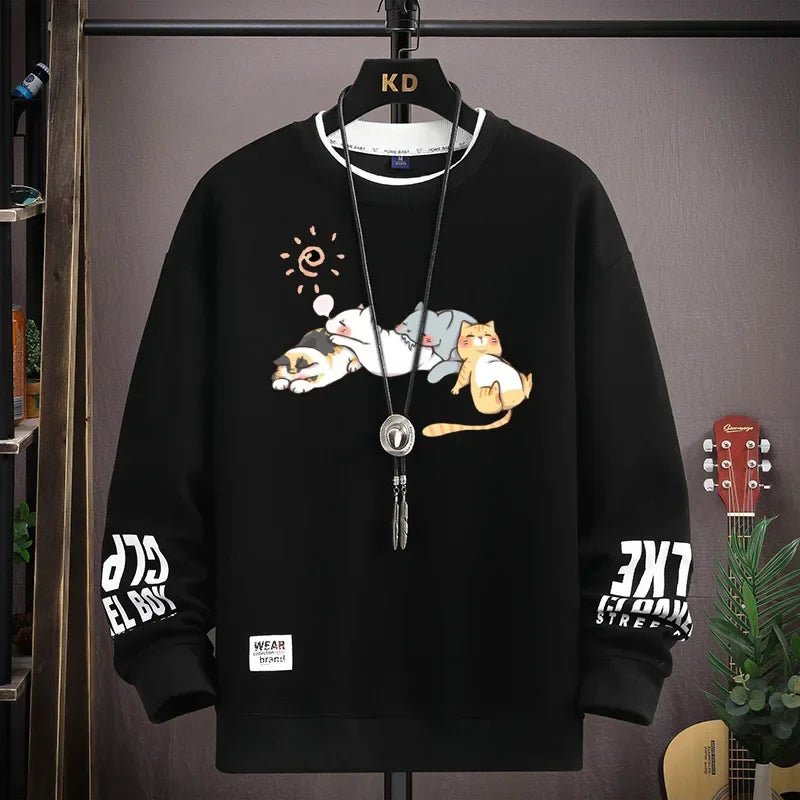 Autumn Men's Sweatshirt Korean Alphabet Printed Long Sleeve T-shirt Fashion