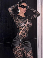 Angie Lace Mesh Jumpsuit