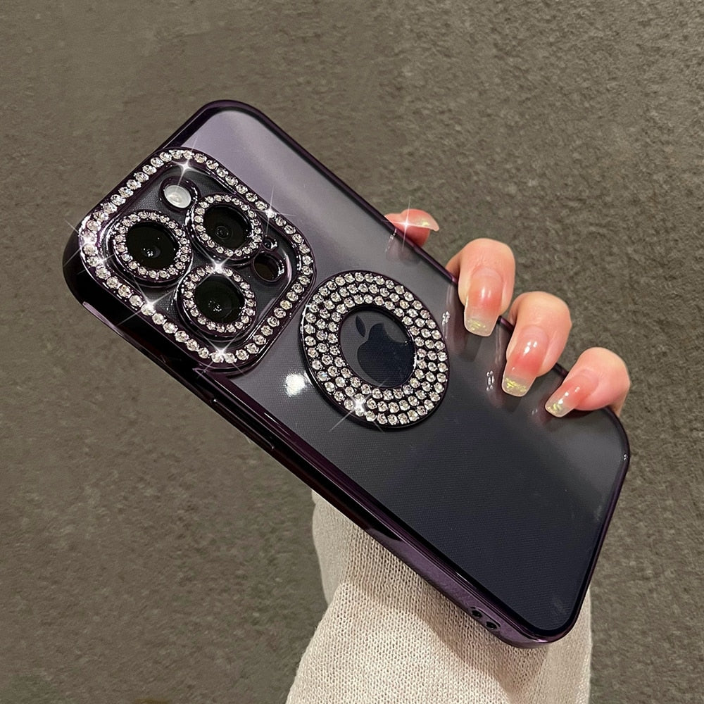 Deluxe Bling Diamond Phone Case for iPhone Transparent Soft Silicone