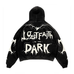 Y2K Retro Bat Print Hoodie Oversized Women Streetwear