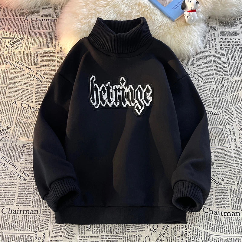 Stay Cozy in Style Autumn Winter Gothic Art Letter Sweatshirt Thickened Warmth