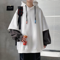 Spring Autumn Fashion Harajuku Patchwork Casual Oversized Hoodies Hip Hop