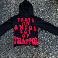 Retro Skull Print Hoodie Streetwear Men's Oversized