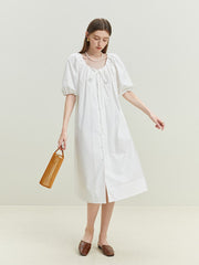 Shirt Dress For Women White Pink Casual Loose Dress