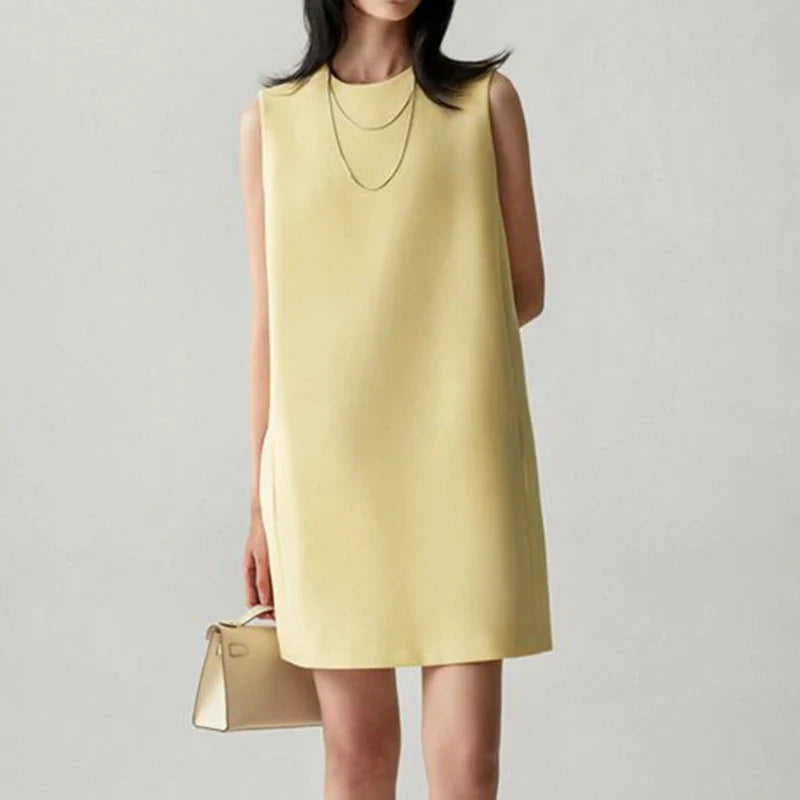 blend commuting simple sleeveless straight dress, comfortable and fashionable
