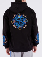 Hoodies For Men Coat Harajuku Totem Embroidery Black