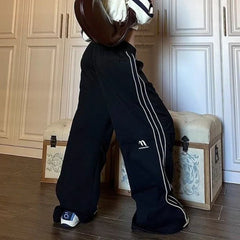 Y2K Vintage High Waist Wide Leg Pants: Retro Grunge Hip Hop Striped Sweatpants Summer 2024