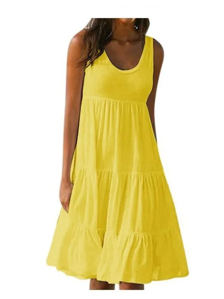 Sleeveless Ruffles Loose Beach Dress Women