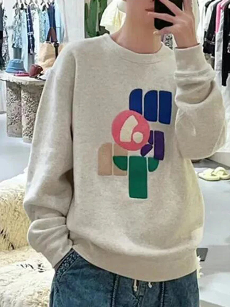 Letter Print Hoodie Casual Long Sleeve Women Sweater for Spring and Autumn