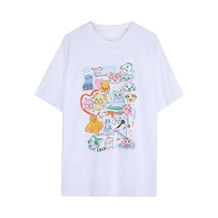 Summer Loose Tops Cartoon Graphic Women TShirt
