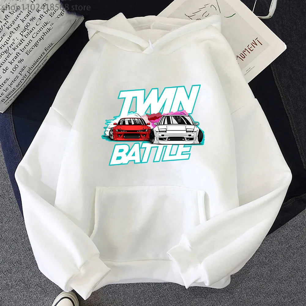 Japanese Car Print Men Hoodies Streetwear