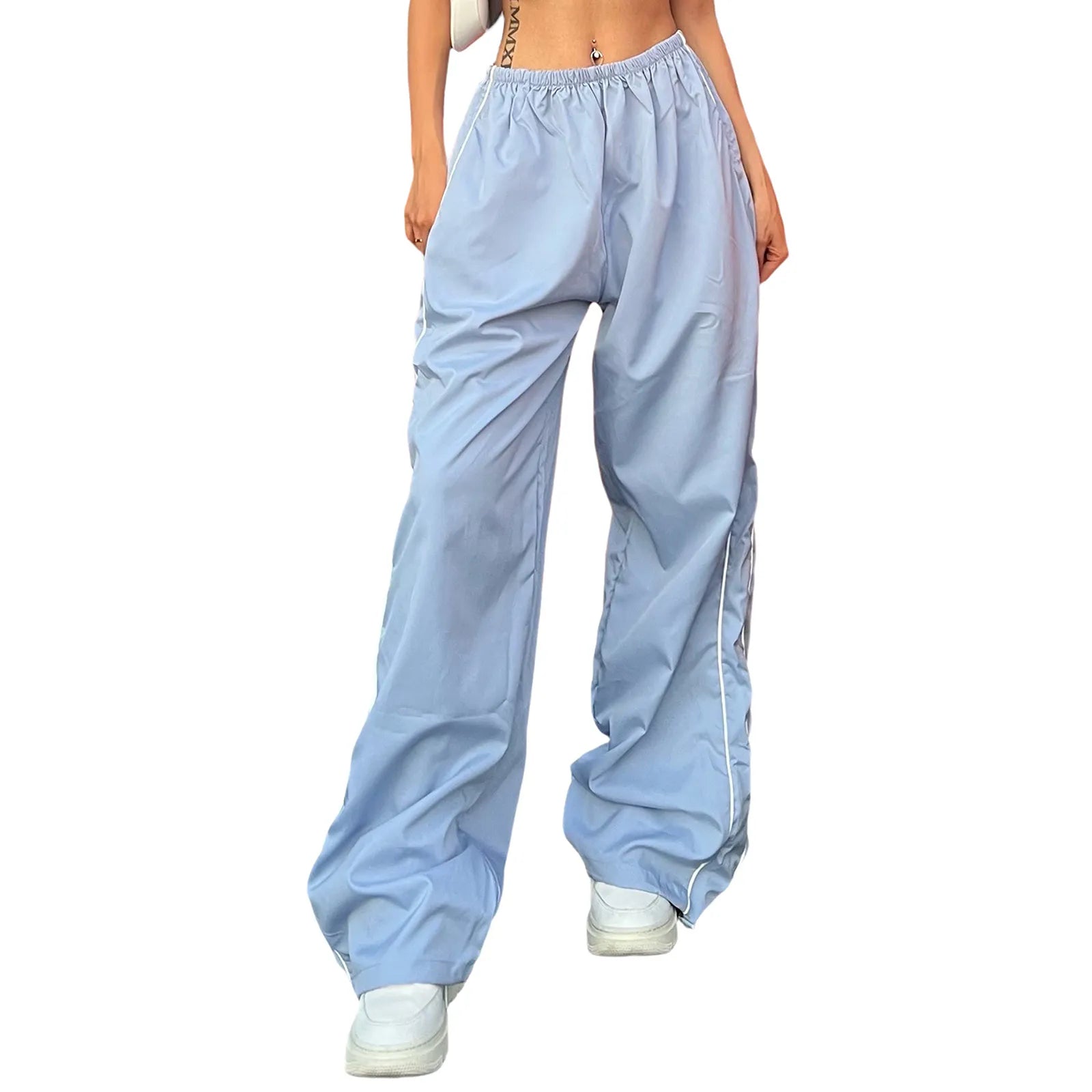 Y2K Baggy Cargo Pants for Women Drawstring Elastic Low Waist Loose