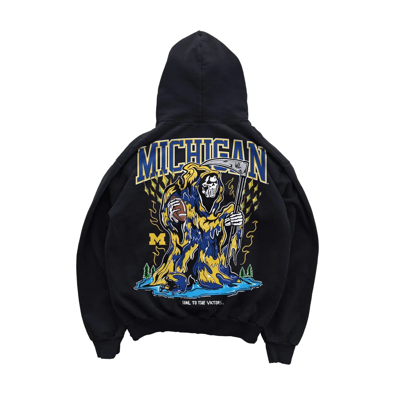 Y2k Gothic HipHop Pattern Print Hoodies Retro Fashion Warren Skull Mens Hoodie