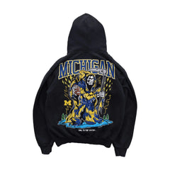 Y2k Gothic HipHop Pattern Print Hoodies Retro Fashion Warren Skull Mens Hoodie
