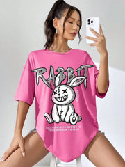 Kawaii Rabbit Printed Casual Soft Short Sleeve Loose Tees