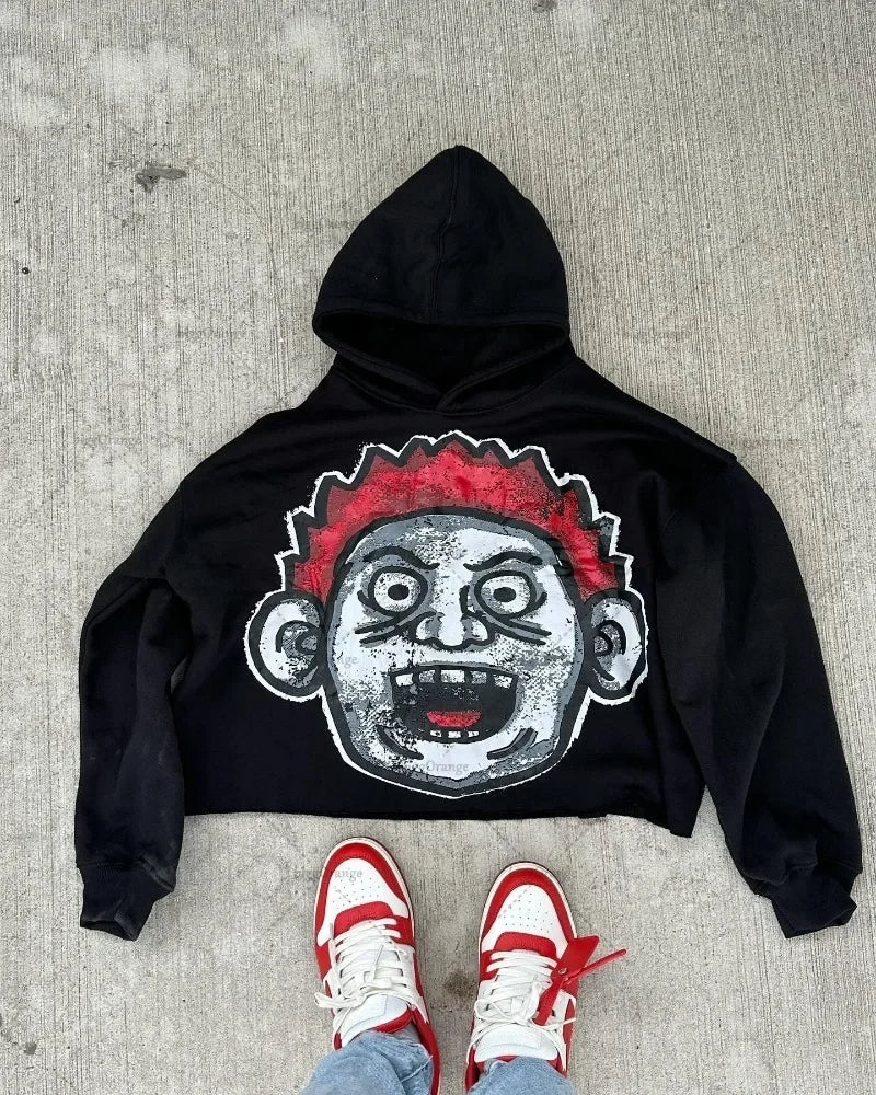 Street Cartoon Print Pullover Hoodie Women