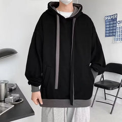 Men Hoodie Solid Color Long Sleeve Casual Style for Autumn