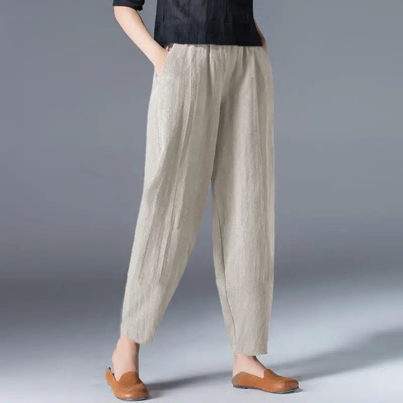 Cotton Wide Leg Pants Female Loose Oversized Solid Color