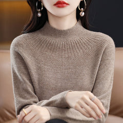 Cashmere knitting sweater high collar merino wool high collar slim soft long sleeve pullover top