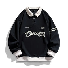 Men Oversized Contrasting Colors Lapel Hip Hop Streetwear Baseball Hoodie