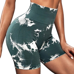 Seamless Tie Dye High Waist Yoga Shorts