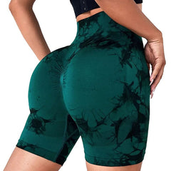Seamless Tie Dye High Waist Yoga Shorts