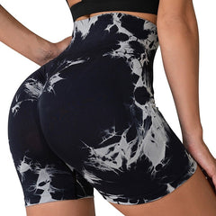 Seamless Tie Dye High Waist Yoga Shorts