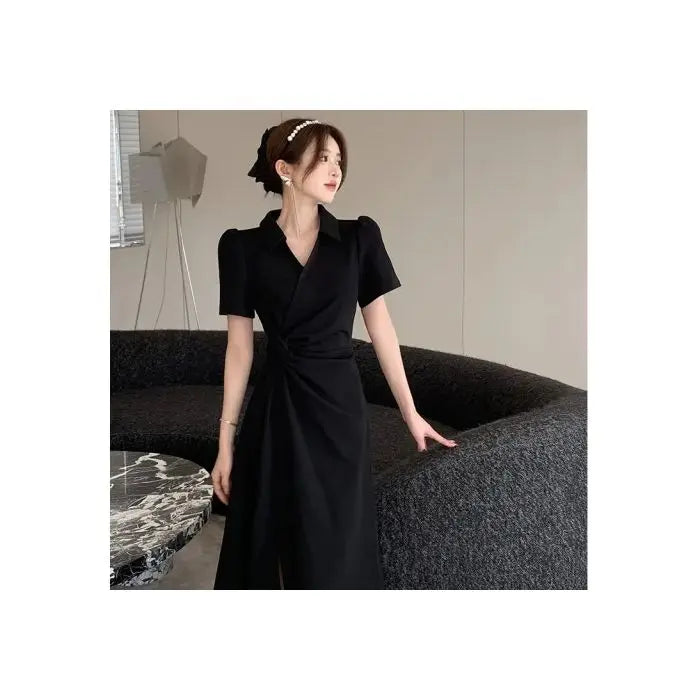 Spring Fashion Polo Neck Short Sleeved V-neck Casual Versatile Western Commuting Slimming