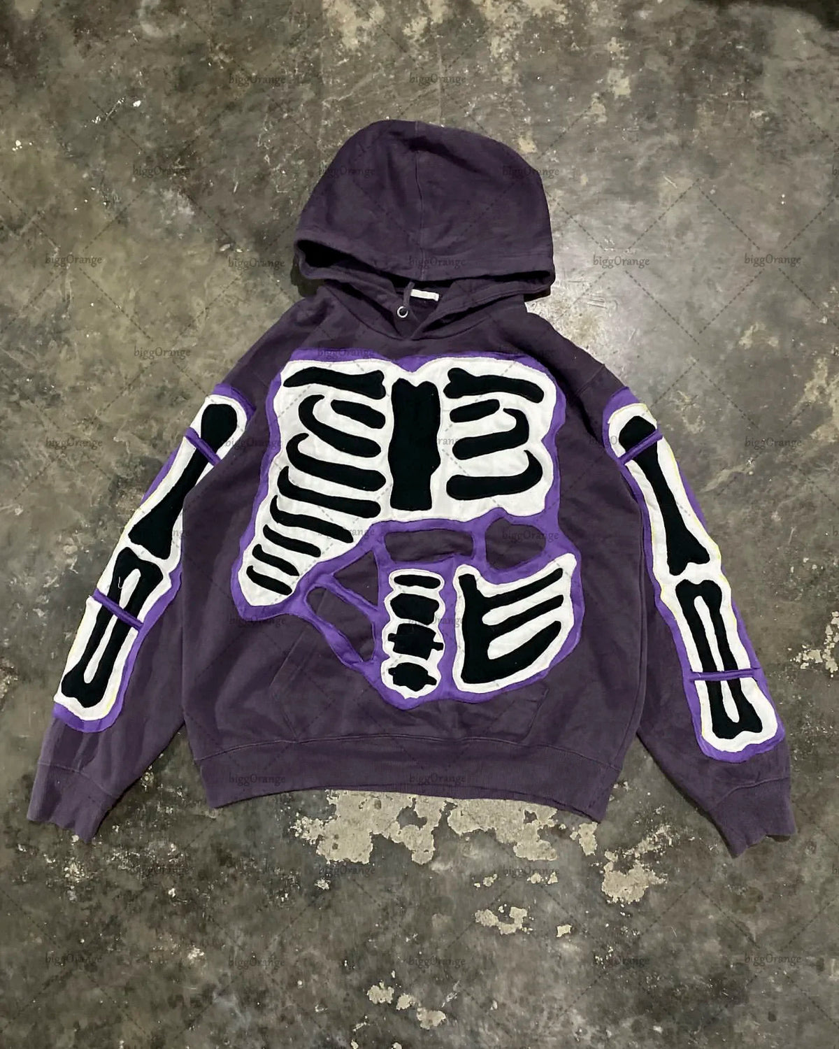 Y2K baggy Street Hip Hop Casual Loose All-Match Pullover Hoodies Goth Purple Ripped