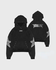 Men Oversized Hoodie Y2k Retro Rhinestone Print