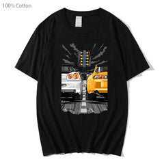 Cartoon Car T-Shirts Cool Print Men's Casual Summer Tops