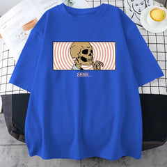 Keep Quiet Skeletons Mans Tee Clothing Personality Street Oversize