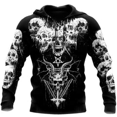 Men 3D Printed Skull Graphics Hoodie
