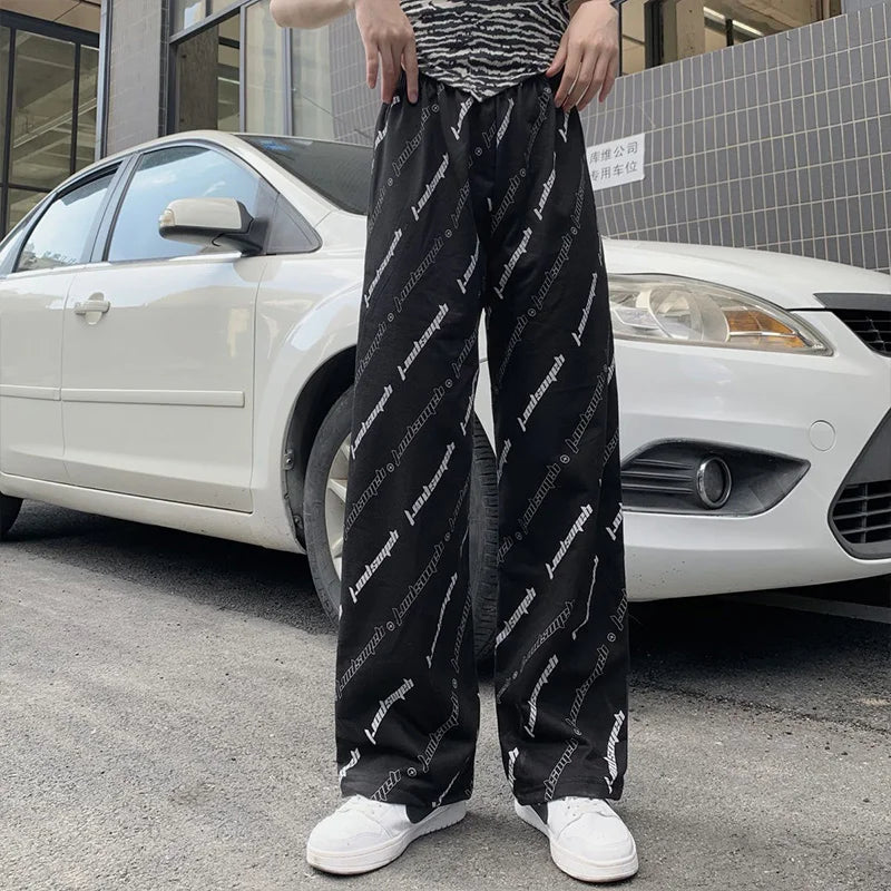 Autumn Winter Letter Fashion Straight Pants Streetwear