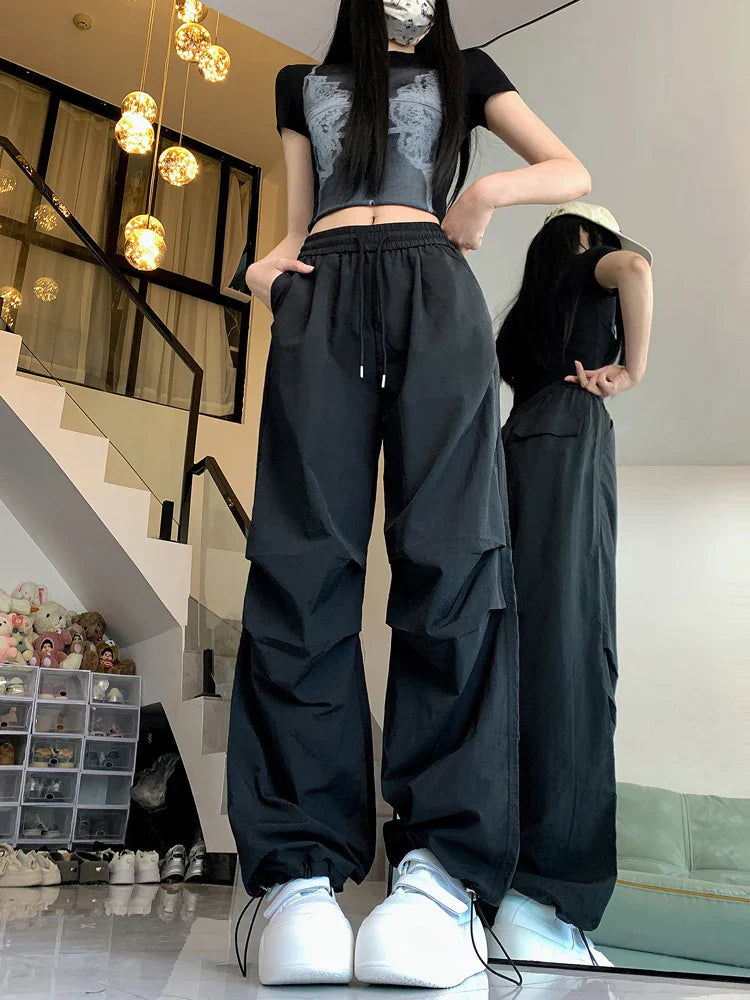 Y2K Vintage Cargo Pants - Women's Korean Hip Hop 2024
