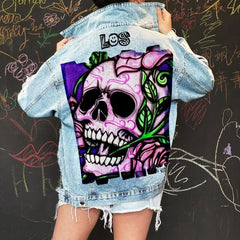 Skull Jacket Women Streetwear Fashion Printed Denim for Women