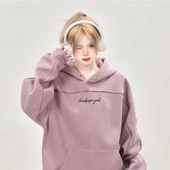 Kpop Streetwear Oversized Hoodies Women Harajuku Grunge Letter Print Vintage Zipper Thick Y2K
